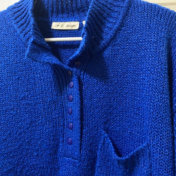 Vintage FE Design Size XL Women’s Blue Cardigan - Picture 3 of 7